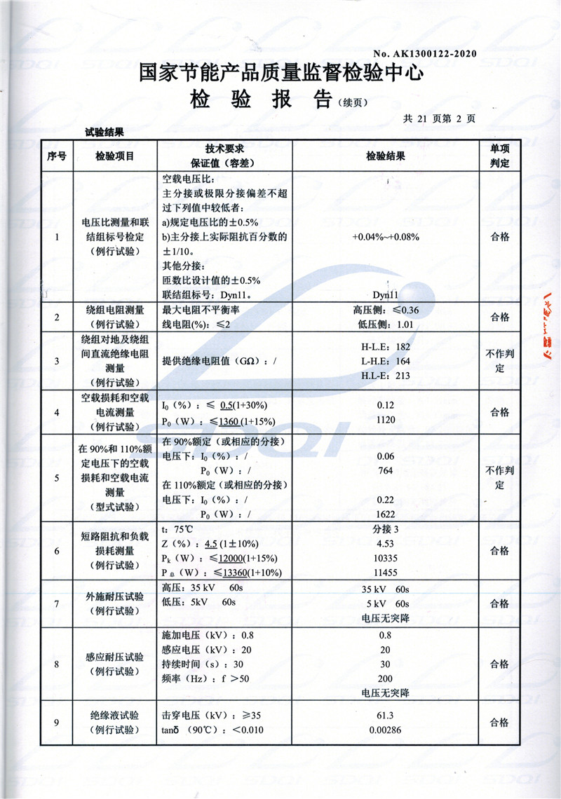 高低压试验报告-S11-1250长春长春长春油浸式变压器-2.jpg